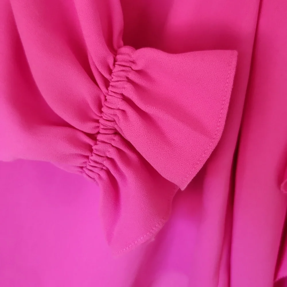 Trina Turk | EUC Owl Top Ruffle Sleeves Flowy Pink Size S - Picture 8 of 8